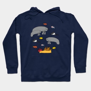 Manatee with colorful fish Hoodie